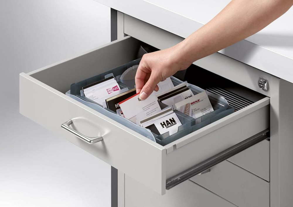 Коробка для визиток HAN VIP XXL на 2200 шт з 8 підкладками та направляючими прозоро-сіра Киев - изображение 3