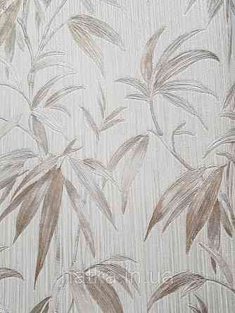 Шпалери вінілові на паперовій основі Zambaiti C88137 ABITAT бамбук листя бежевий молочний сріблястий Київ