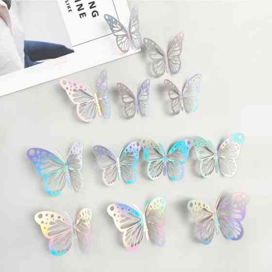 Метелики декоративні перламутрові 12 штук сріблястий Київ