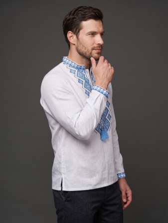 Мужская рубашка-вышиванка в праздничном стиле с геометрическим орнаментом Киев