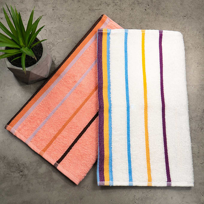Набір кухонних махрових рушників 2шт GM Textile 30x50см, 30x50см Olive 400г / м2 (Білий/Персиковий) Суми - фото 1