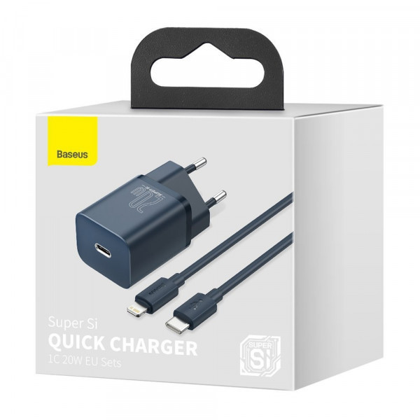 Зарядний пристрій 1xUSB 20W (USB-C) + Cable Type-C Синій Baseus (TZCCSUP-B03) Київ - фото 7