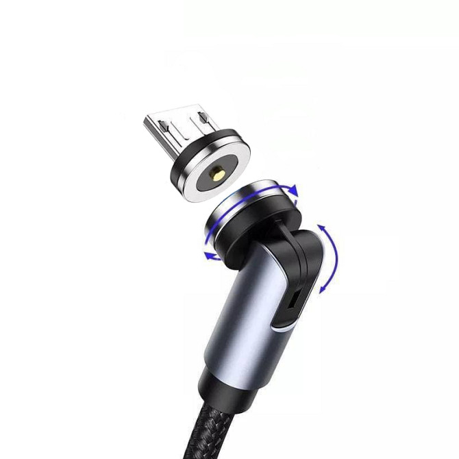 Магнітний кабель з наконечником UGreen Micro-USB для заряджання 540 Degree (Чорний, 1м) Николаев - изображение 2
