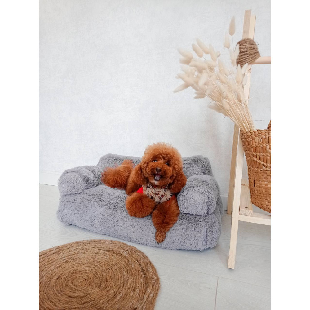 Меховой диван лежак для собак и кошек спальное место для животных съемны Incor серый 10079 Киев - изображение 3