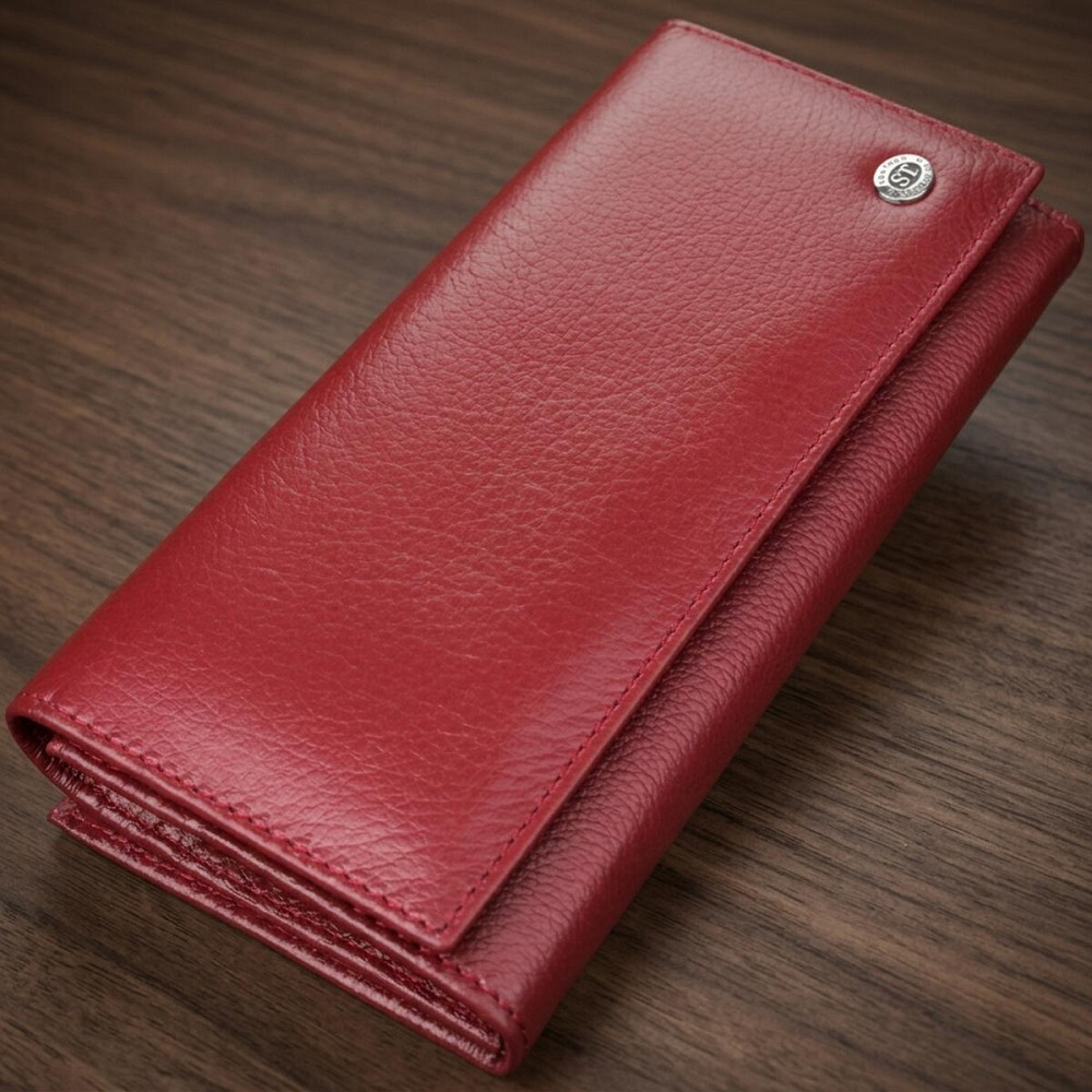 Элегантный кошелек для женщин с монетницей из натуральной кожи ST Leather 23107 Бордовый Киев - изображение 11