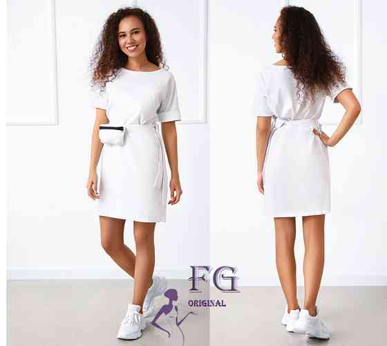 Жіноче літнє плаття з сумочкою на поясі "Амбер" оптом | Норма і батал | Розпродаж моделі Білий, 50-52 Київ