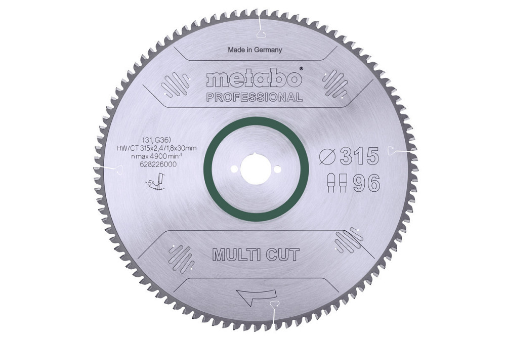 Диск пильний Metabo "multi cut - professional" 315x30 Z96 FZ/TZ 5°neg. (628226000) Коломия - фото 1