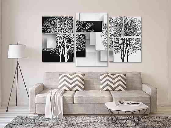 Модульна картина у вітальню/ спальню Чорне-Біле Дерево Art-559_3 70x130 см Київ