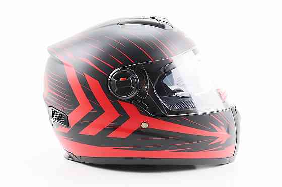 Шолом інтеграл, закритий (сертифікація DOT)+відкидні окуляри BLD-М61 S (55-56см), ЧОРНО-ЧЕРВОНИЙ (флуоресцентний) Київ