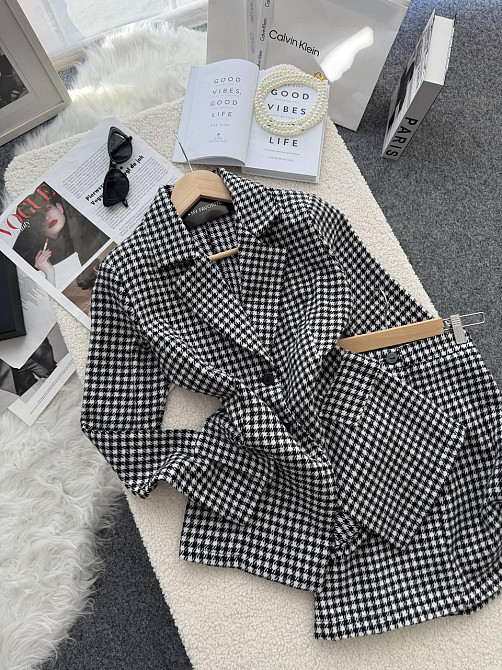 Жіночий стильний принтований костюм-двійка: піджак і спідниця кашемір лапка 50/52 Одеса - фото 10