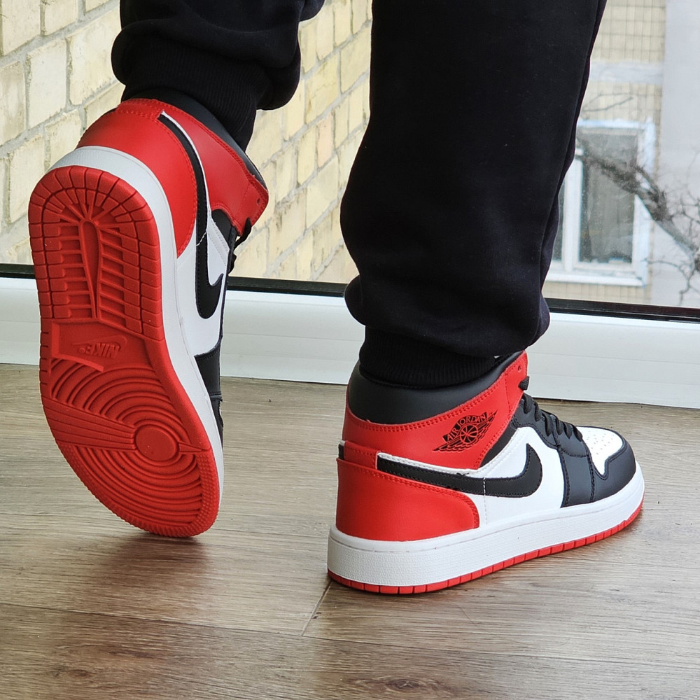 Высокие Термо Кроссовки Nike AIR Jordan Белые Красные Мужские Джордан Найк Еврозима (размеры: 41,42,43,44,45) Днепр - изображение 4