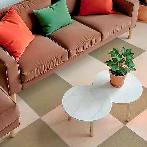 Самоклеящаяся плитка под ковролин молочный 600х600х4,5мм SW-00002483 Киев