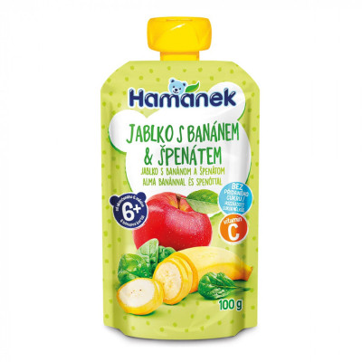 Дитяче пюре Hamanek Яблуко з бананом та шпинатом 100 г (8595139798444) Вінниця - фото 1