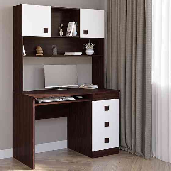 Письмовий стіл з надбудовою Еверест Соната венге темний + білий (DTM-2628) Львів