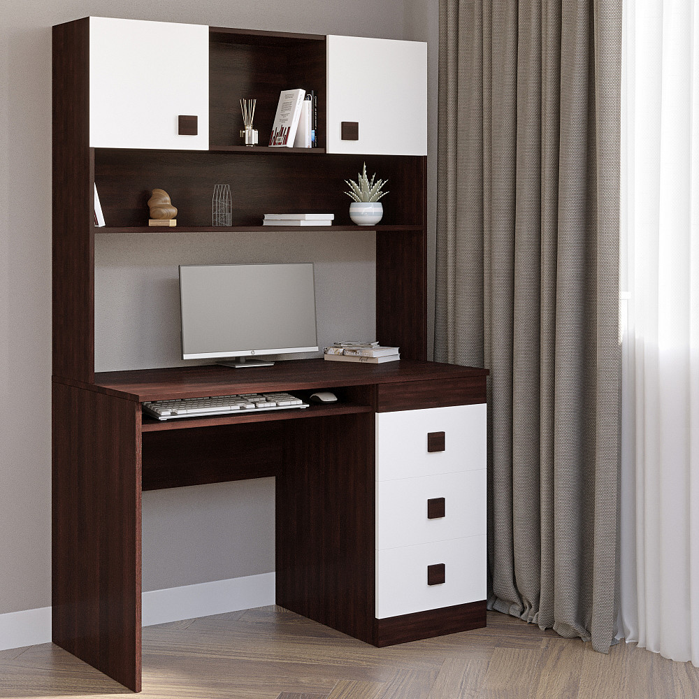 Письмовий стіл з надбудовою Еверест Соната венге темний + білий (DTM-2628) Львів - фото 2