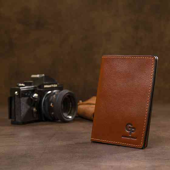 Обкладинка на паспорт з натуральної шкіри Коричневий (GRANDE PELLE) Київ