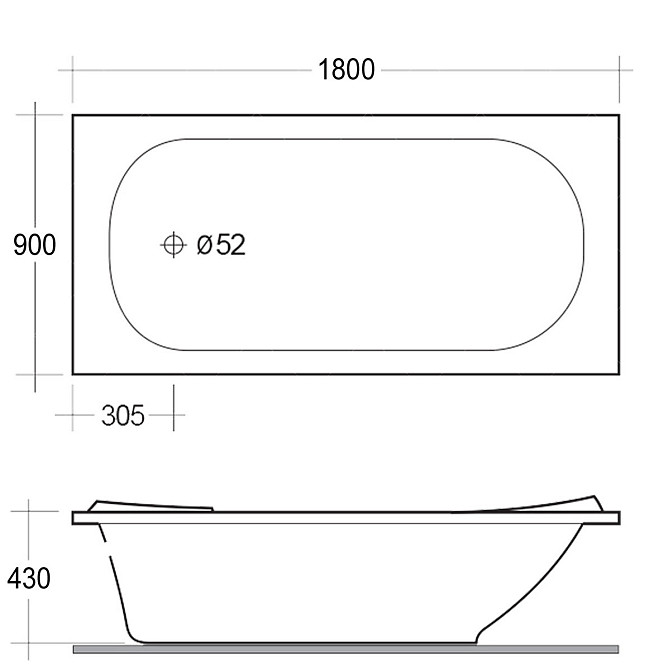 Прямокутна акрилова ванна Rak Ceramics Star (430x1800x900 мм) Біла Київ - фото 4