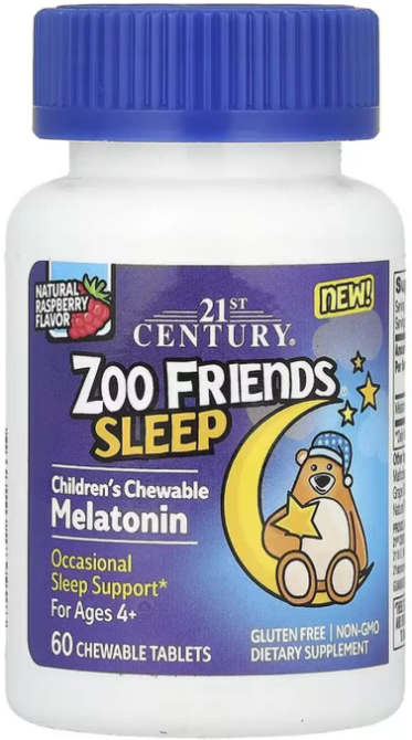 Мелатонин для детей 21st Century Zoo Friends Sleep 60 жев таб малина Киев - изображение 1