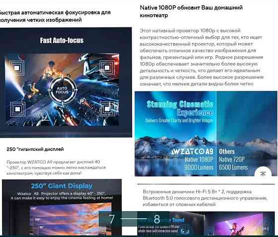Проектор стерео: FHD Wzatco A9 , 9000LM Android. Харьков