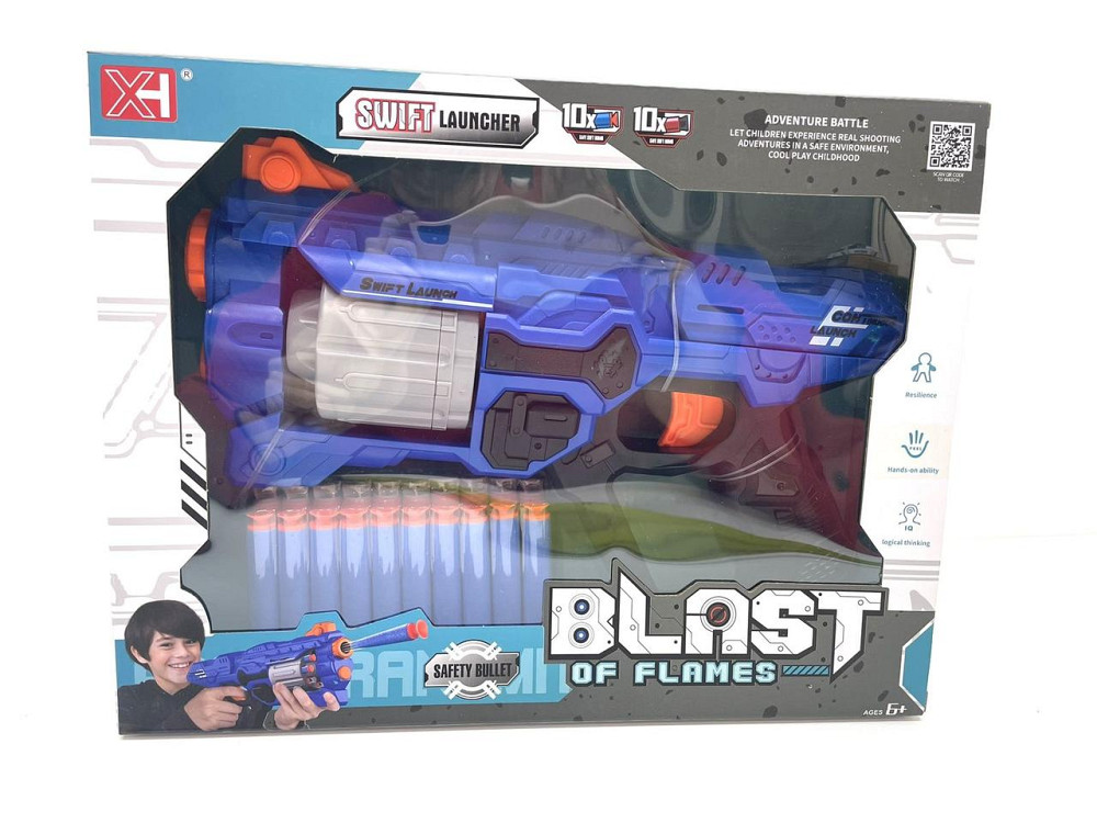 Помповий пістолет на м'яких патронах 20шт Синій (XH 9996-1) Чернігів - фото 1