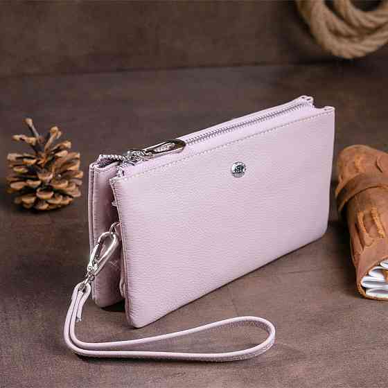 Вместительный клатч на два отделения женский ST Leather 19247 Лиловый Киев