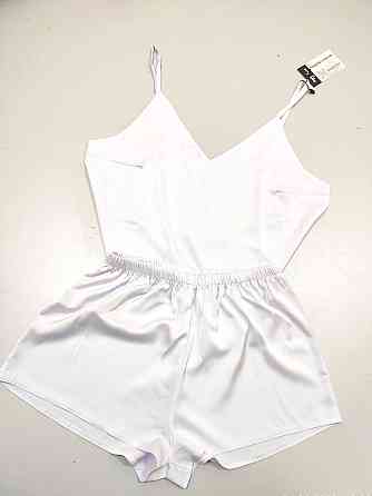 Пижама женская шелковая с шортами Белый 56 Харьков