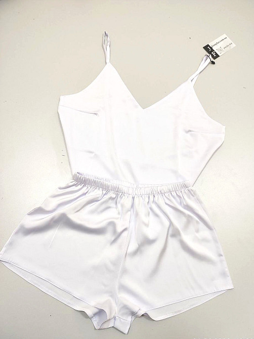 Пижама женская шелковая с шортами Белый 56 Харьков - изображение 3