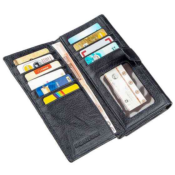 Гаманець-клатч з візитниці Сіро-синій (ST Leather) Київ