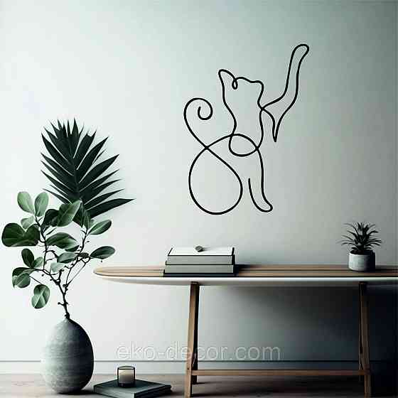 Декоративное настенное 3D Панно «Кот» Декор на стену с объемом 70*51 см, Черный Киев