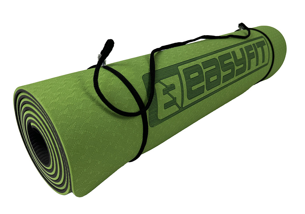 EasyFit Килимок для йоги та фітнесу EasyFit TPE+TC 6мм двошаровий зелений-чорний Коломыя - изображение 5