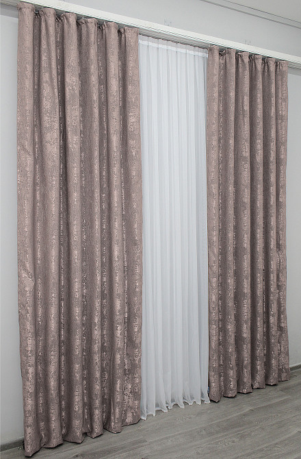 Комплект готових штор VR-Textil Жакард Sultan YL № 1210ш Сіро-пудровий 150х270 см 2 шт (33-0027) Київ - фото 5