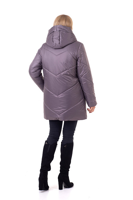 Теплая женская зимняя куртка большие размеры лиловый Киев - изображение 3