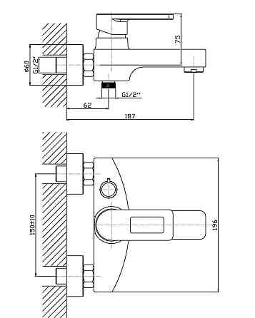 Змішувач для ванни Haiba Gudini 009   ( HB0149 ) 38204 Харків
