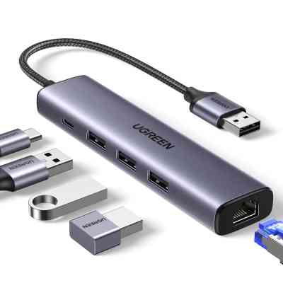 Концентратор Ugreen USB 3.0 to 3хUSB 3.0/Type-C+RJ45(1000M) Ethernet 5in1 CM475 (60554) Вінниця