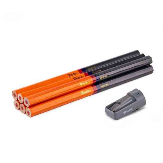 Набір будівельних олівців з точилкою, 180мм HEX, 6 шт. подвійного кольору, DIY-PC1HX18/S6B Київ