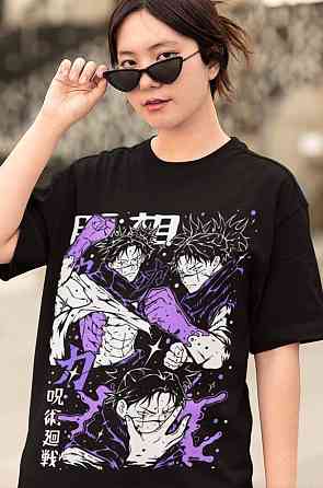 Футболка аниме Магическая битва оверсайз (S/M/L) Черний AnimeJ1029 Днепр