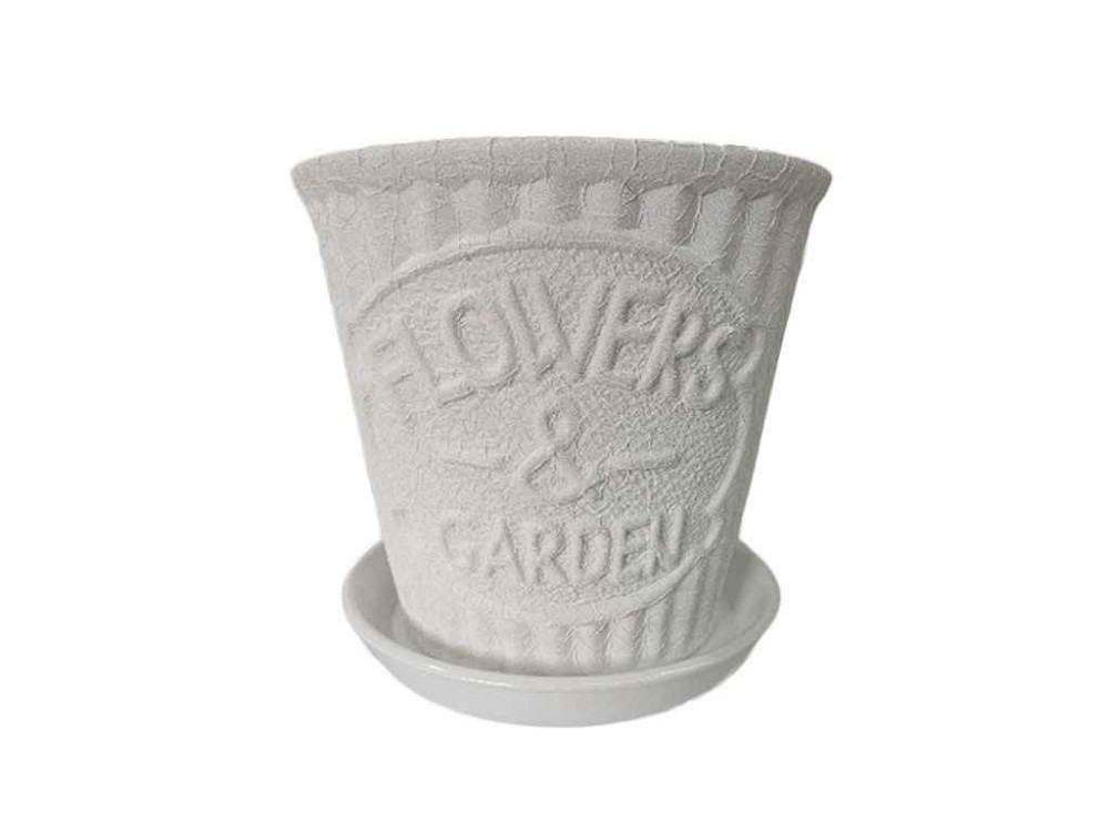 Горщик керамічний FLOWERS GARDEN 5л білий ТМ АВАНГАРД Київ - фото 1