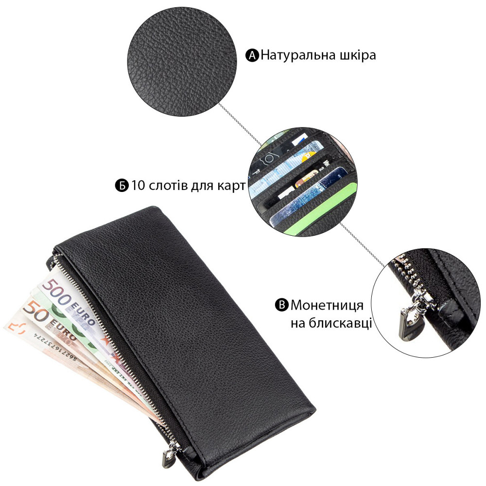 Незаурядный женский клатч Черный (ST Leather) Киев - изображение 2