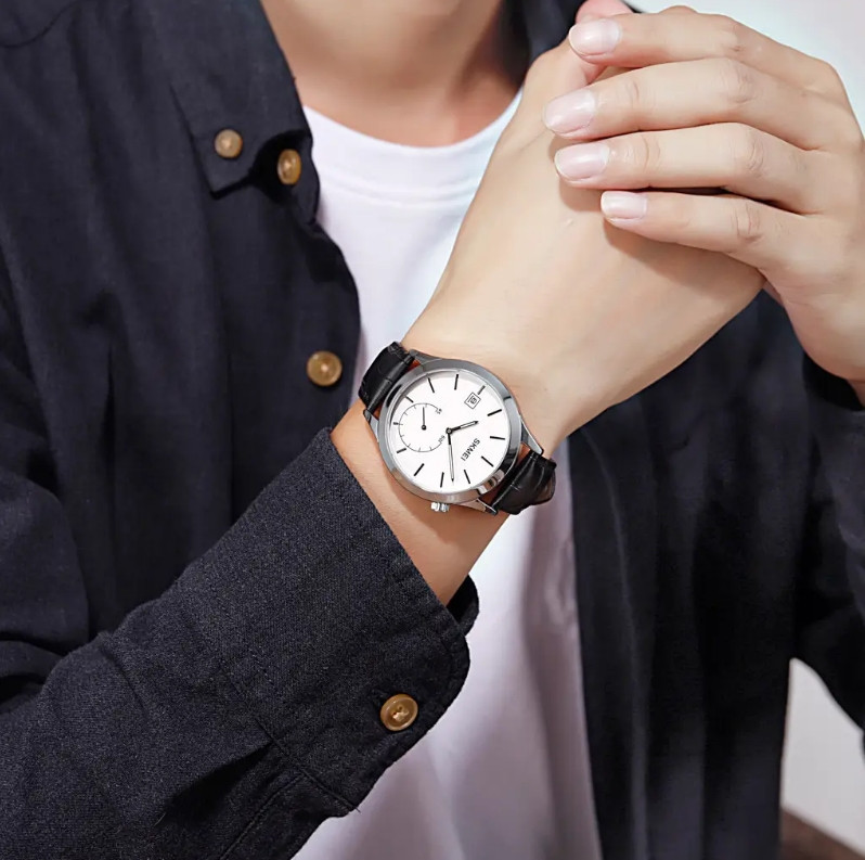 Чоловічий кварцовий годинник Skmei 1581 Prestige чорні з сріблястим Вінниця - фото 4