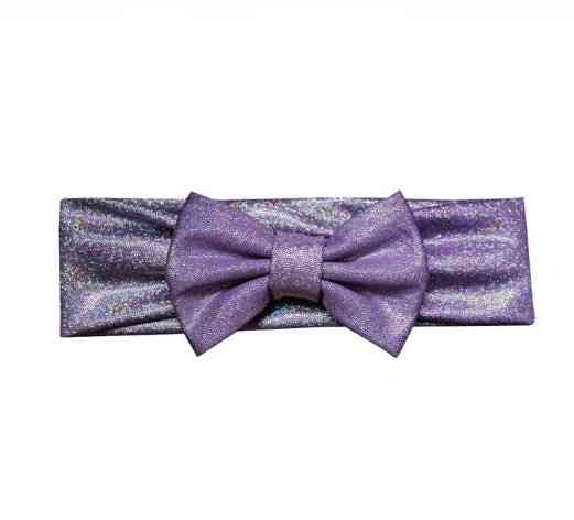 Блискуча бузкова дитяча пов'язка - окружність 38-44см, бант 10см Київ