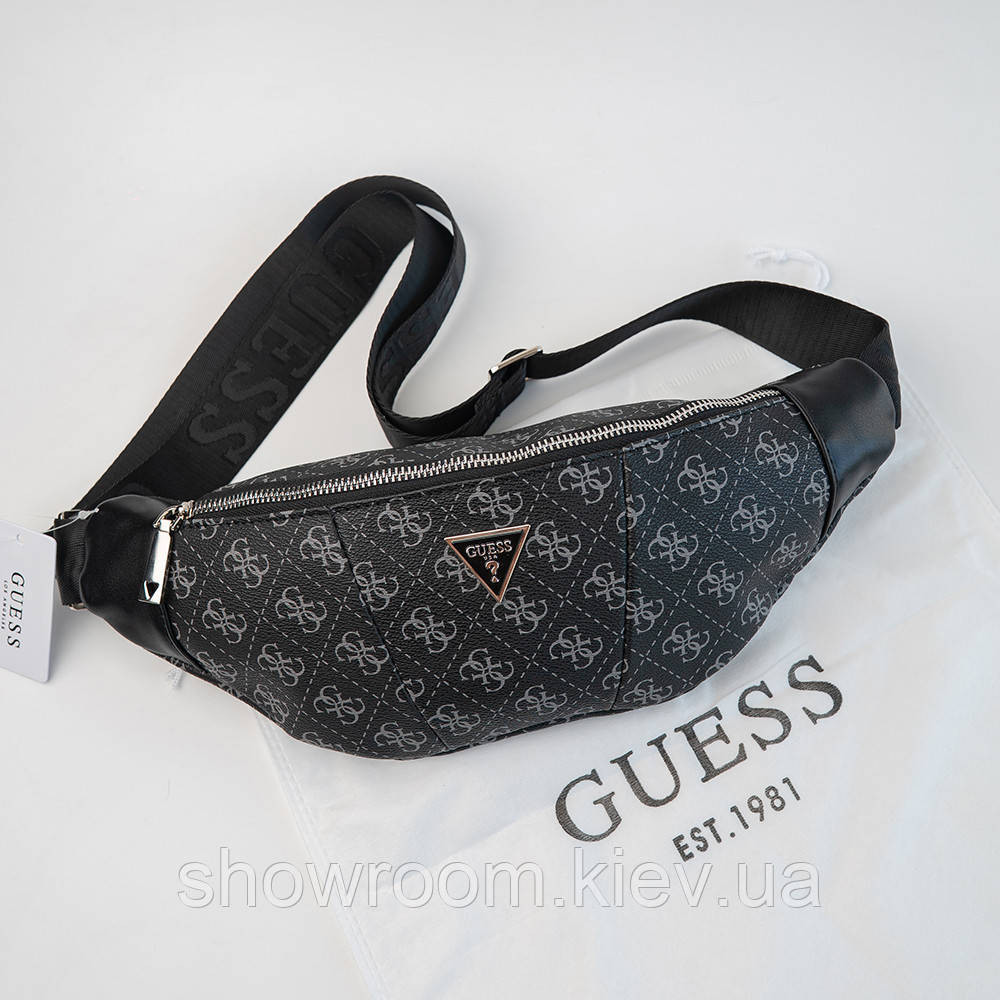 Жіноча сумка "бананка", слінг на пояс та на груди Guess (7518) сіра Київ - фото 1