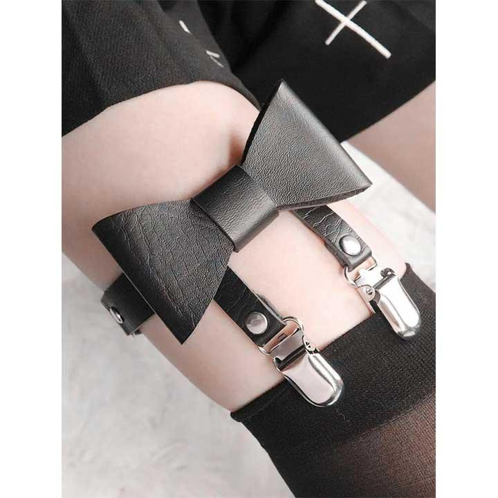 Гартер на 2 ноги з підв'язками для панчох і бантиком 2 шт Чорний Вінниця - фото 9