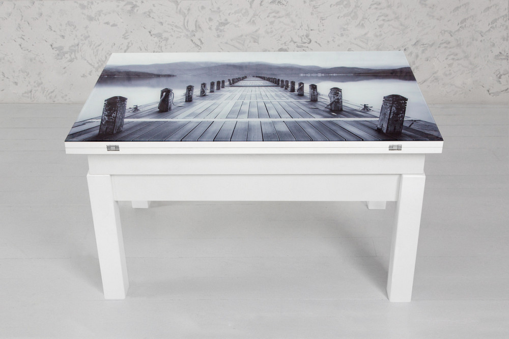 Стіл-трансформер ФЛАЙ, білий+скло (міст) fp-1118 Київ - фото 1