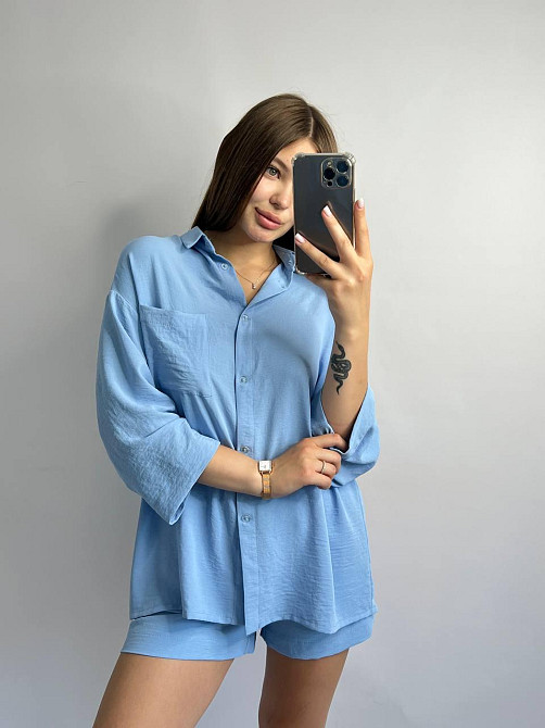 Жіночій костюм з шортами Блакитний L Харків - фото 1