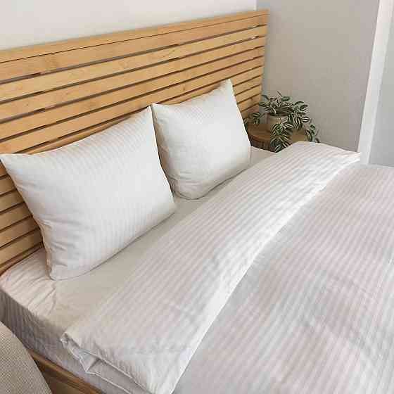 Постільна страйп сатин комплект двоспальний 125 г/м2 YouStar (Білий) 2 х 70х70 Суми