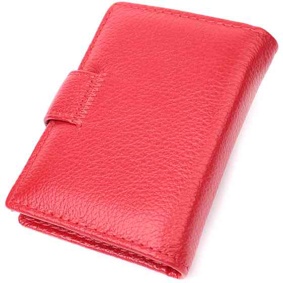 Містка візитниця з натуральної шкіри Червоний (ST Leather) Київ