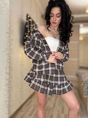 Жіночий стильний костюм-двійка: сорочка та спідниця в клітинку бавовна тіар Моко, 46/48 Одеса