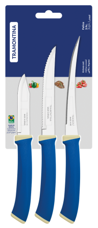 Набор ножей TRAMONTINA FELICE blue, 3 предмета (6852762) Киев