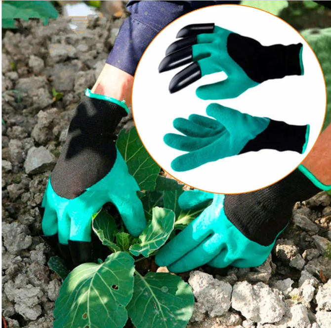 Садовые перчатки с когтями Garden Glove 4505 для посадки, прополки и рыхления почвы, универсальный р Киев - изображение 2
