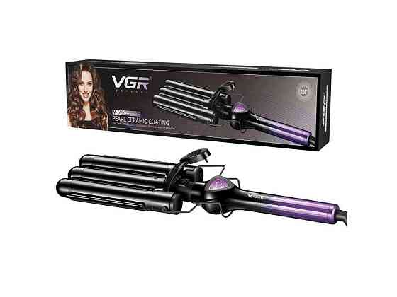 Плойка 130Вт потрійна V-590 PURPLE, 140-200°C, керамічне покриття, LED дисплей ТМ VGR Київ